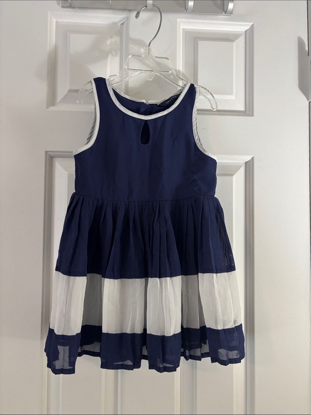 Nautica Navy and White Layered Sleeveless Girls Dress